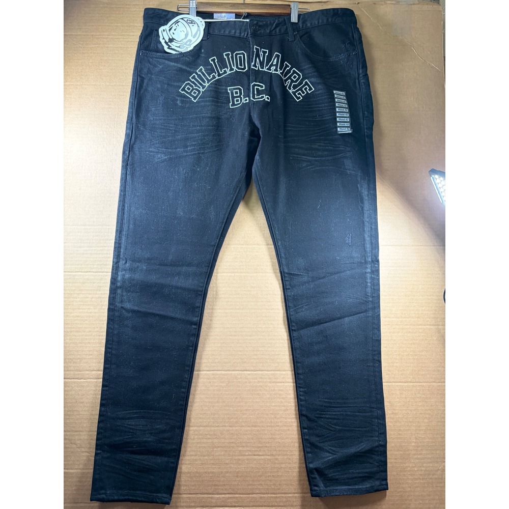 Billionaire Boys Club BB Tech Jeans Mens 42 Black Slim Stretch Graphic NWT